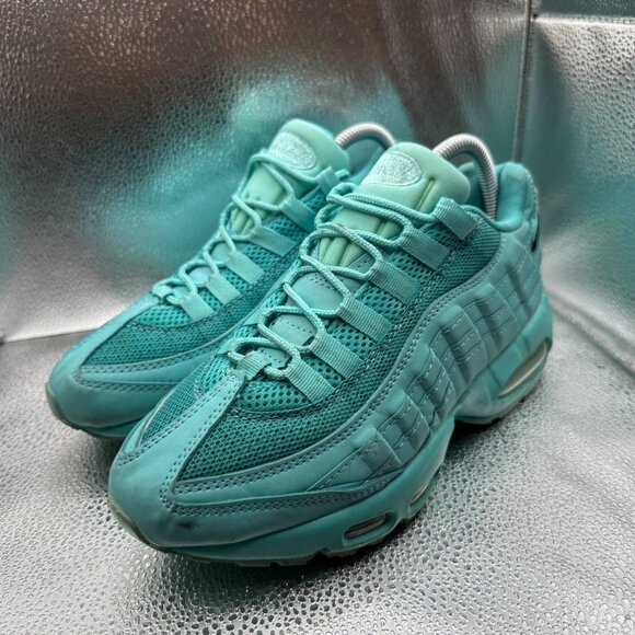 Size 8 Nike Air Max 95 Essential Teal Turquoise Womens Lace-Up Running Sneakers - Picture 7 of 11